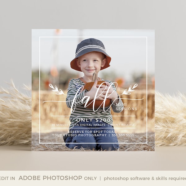 Fall Mini Session Template, Fall Marketing Board, Autumn Mini Session Template, Autumn Marketing Board, INSTANT DOWNLOAD, Photoshop Template