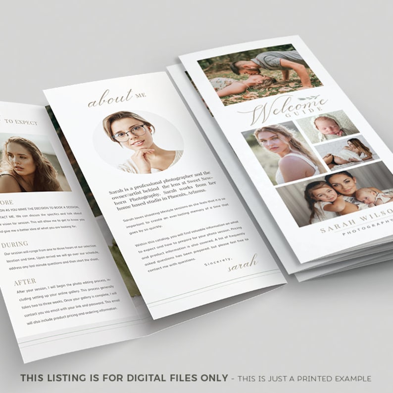 Photography Trifold Brochure Trifold Pricing Guide Etsy