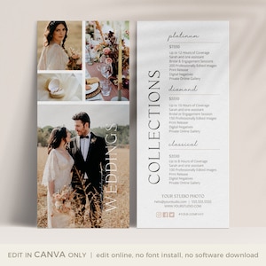 Hochzeit Fotografie Marketing Kartenvorlage für CANVA, 4x9 Rack Kartenvorlage, Promo Kartenvorlage, SOFORTIGER DOWNLOAD, Hochzeitsfotograf