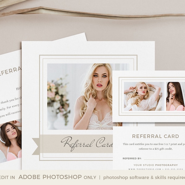 Photography Referral Card Template, Boudoir Photography Referral Card, Boudoir Photographer, Referral Program, Photoshop Template