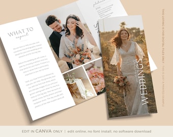 Modello di brochure per fotografia di matrimonio: volantino da studio a tre ante (modello CANVA)