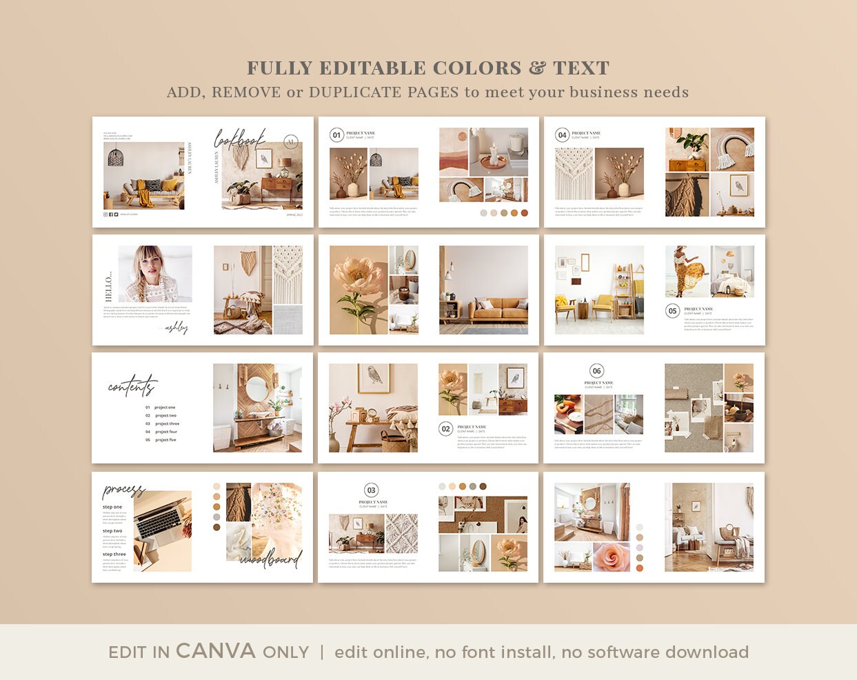 Interior Design Lookbook Template: Editable Canva Catalog (8x8" Square ...