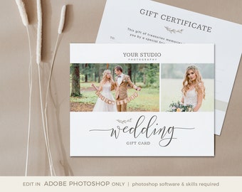 Wedding Photography Gift Card, Wedding Photographer Gift Card Template, Wedding Photography Gift Certificate Template, INSTANT DOWNLOAD