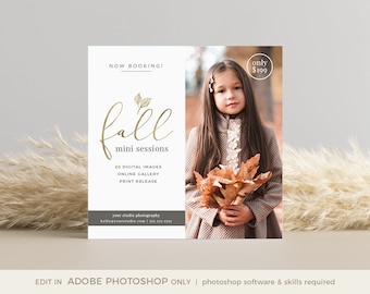 Gold Fall Marketing Board, Fall Mini Session Template for Photographers, Autumn Mini Session Template, Autumn Marketing Board