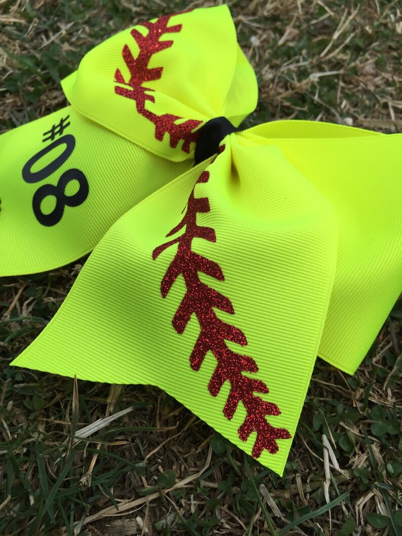 Softball Hair Bow Hair Tie Personalized Team Hair Bow Etsy