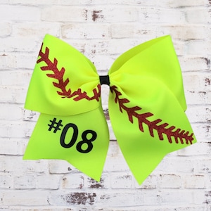 Softball hair bow, personalized softball bow, team hair bow