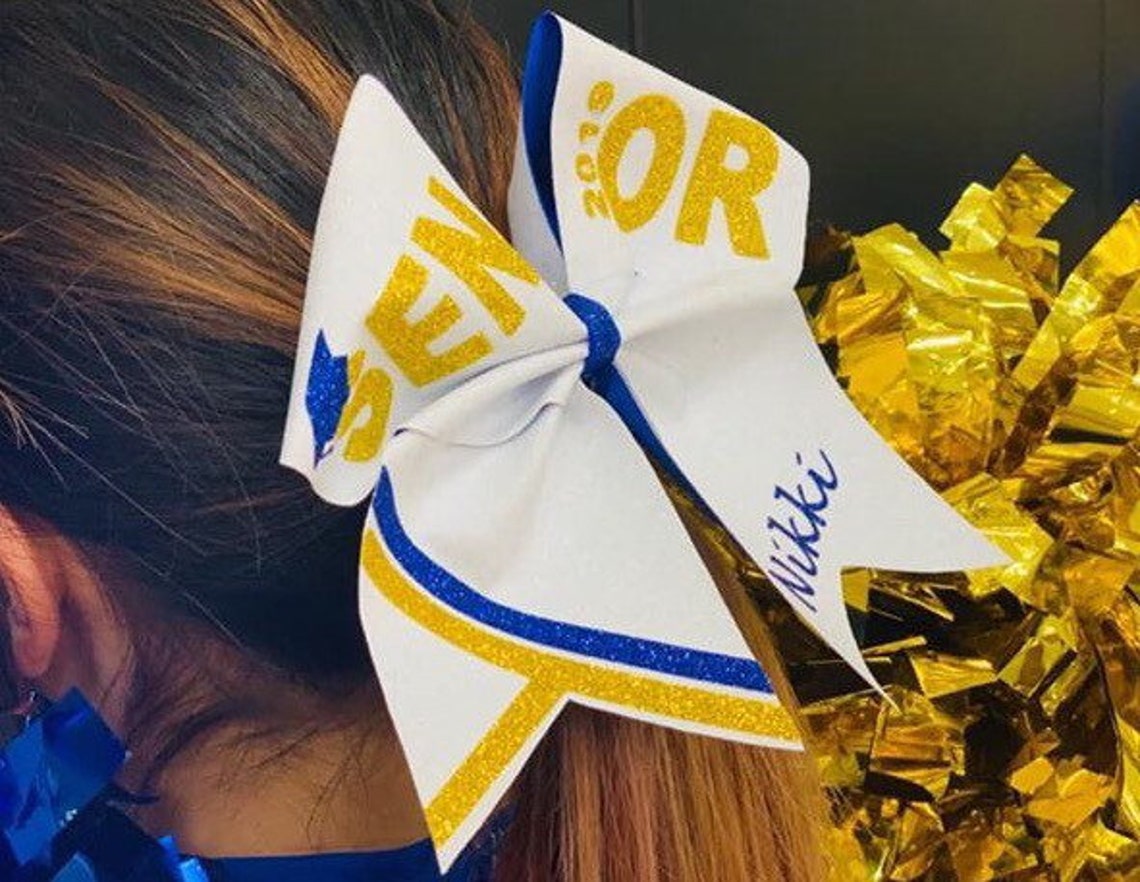 Blue and Gold Cheer Bow - wide 9