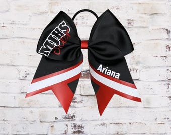 Custom Cheer bow, Red, black and white cheer bow, Softball bow, personalized cheer bow