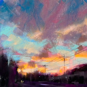 Sunrise - Pastel Cityscape Painting 8"x"8