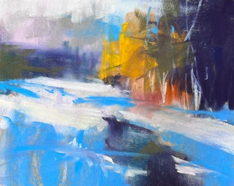 Winter Landscape 3 - Pastel Painting 9"x9"