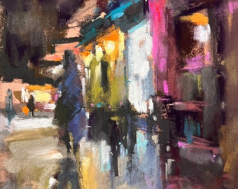 Venice Street - Pastel Cityscape Painting 7"x"10