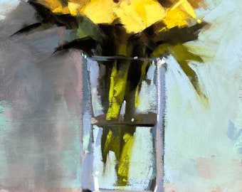 Yellow Lilies - Pastel Painting 8w"x10h"