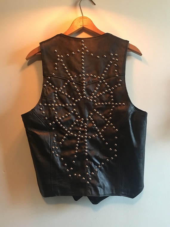 Spiderweb Studded Leather Vest ~ Medium