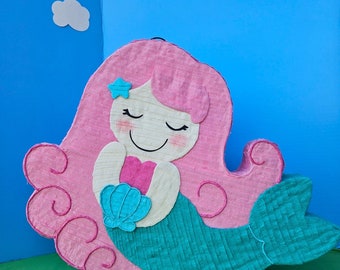 Mermaid Birthday Pinata.  Pink Mermaid Pinata.