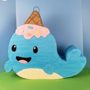 Ice Cream Narwhal Pinata: Handmade Party Game, Kids Birthday