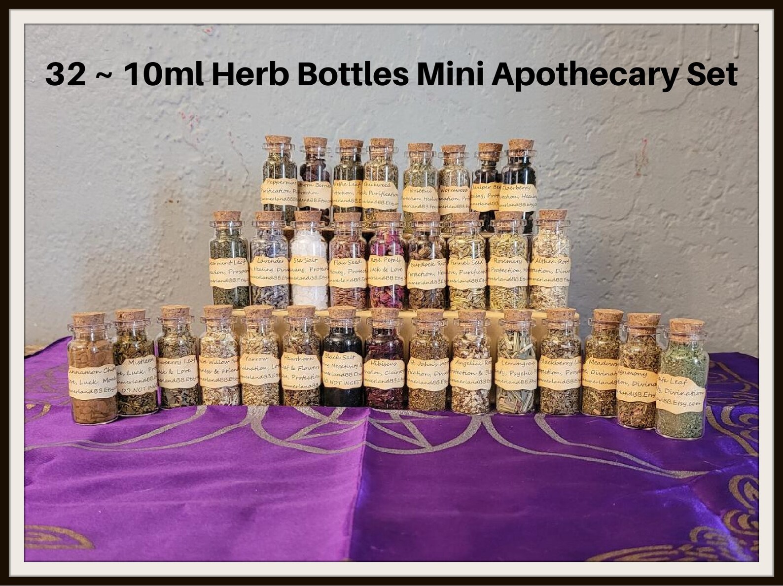 32 Herb Bottles Mini Apothecary Set Wiccan Herbs Incense Etsy