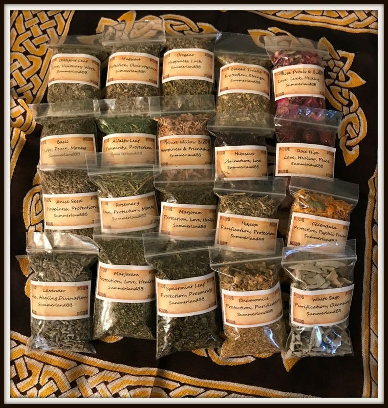 30 Bags of Magick Herbs Wiccan Herb Kit 2x3 Etsy