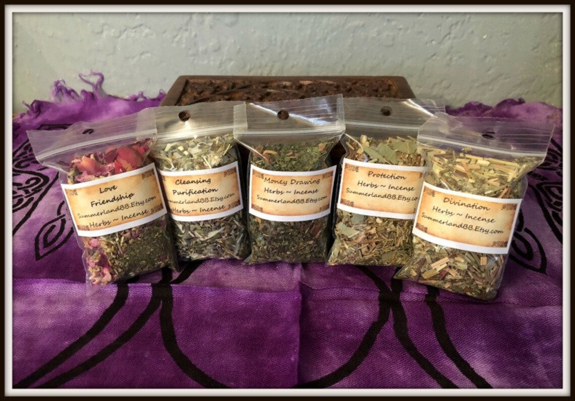 Set of 5 Custom Blended Herbs & Incense Altar Supplies Etsy