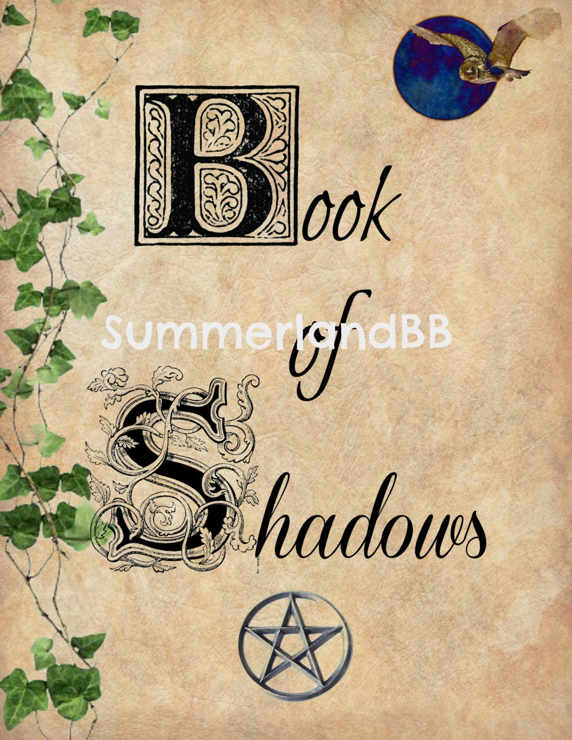 Book of Shadows Cover Page Digital Download BOS Pages Wiccan - Etsy Sweden