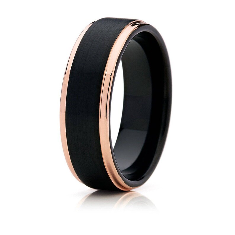 Mens Ring Tungsten Carbide Rose Gold Brushed