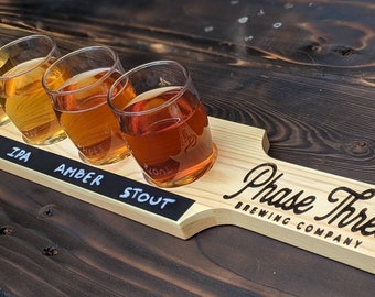 Custom Beer Tasting Flight, Personalized Beer Tasting Paddle, Wine Tasting Paddle, Beer Flight Paddle With Tasting Glasses