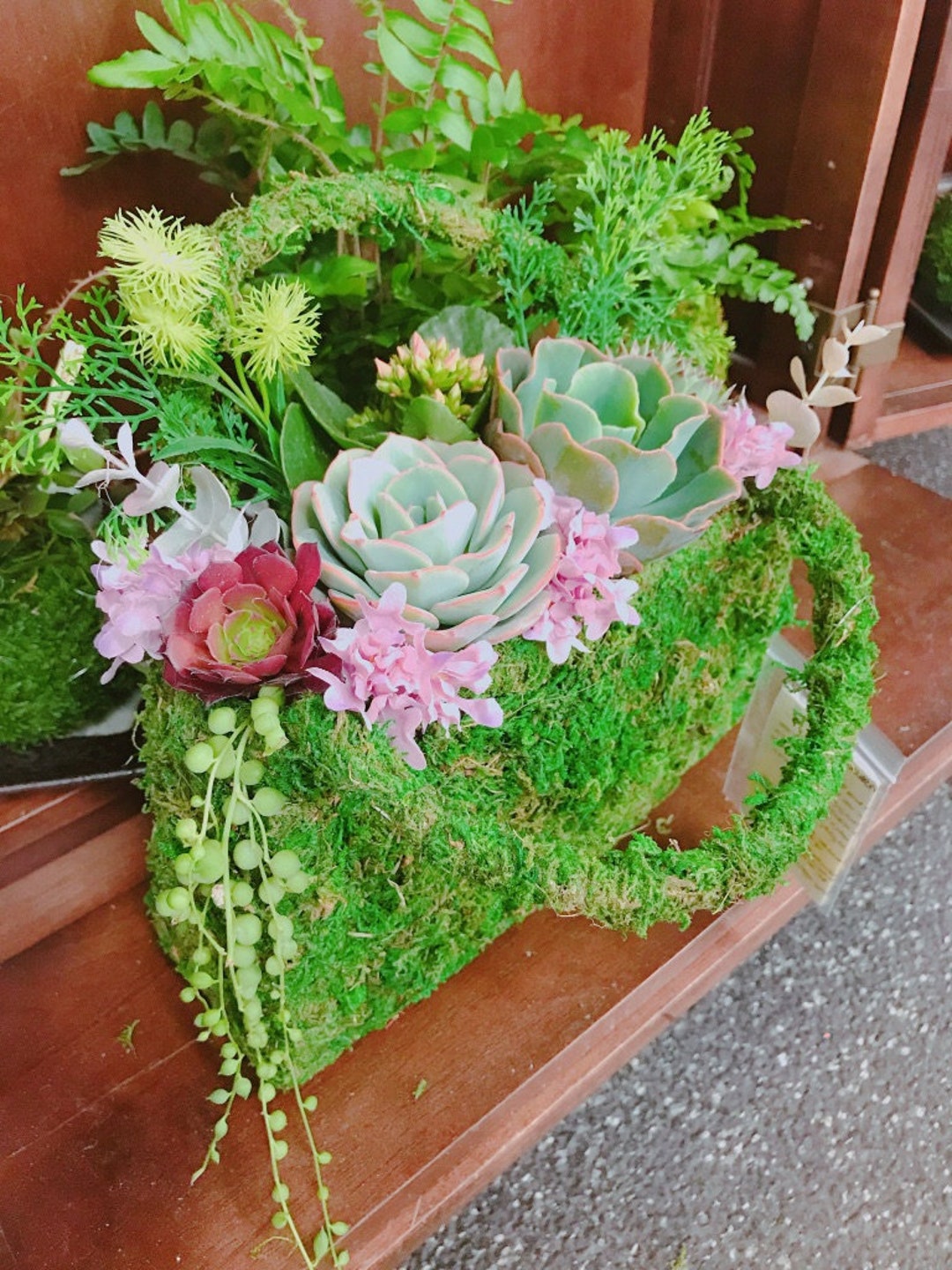 Succulents Moss Deco Purse Fresh Green Moss Basket Etsy