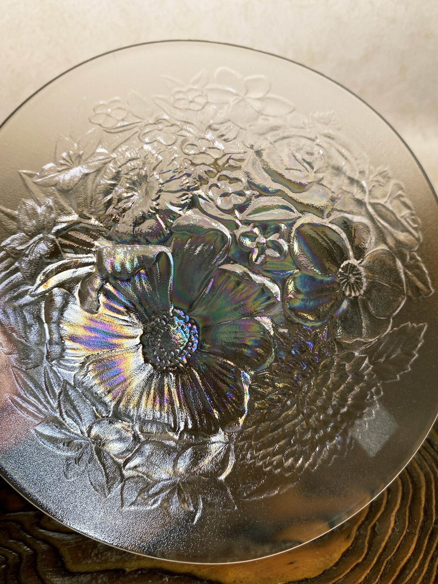 Hoya Crystal Saucer made in Japan 6.89 diameter. Etched Etsy