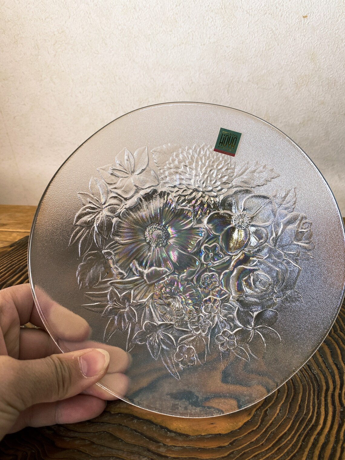 Hoya Crystal Saucer made in Japan 6.89 diameter. Etched Etsy