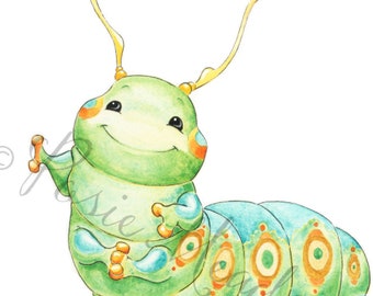 DIGITAL DOWNLOAD, Caterpillar Art, Caterpillar Nursery, Caterpillar Print, Cute Caterpillar, Nursery Decor, Watercolor Nursery, Bug Nursery