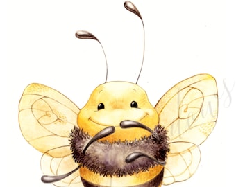 Bumblebee Nursery, Bumblebee Art, Bumblebee Watercolor, Nursery Decor, Posie Bugs, Bug Nursery, Beekeeper Gift, Bee Art, Save the Bees