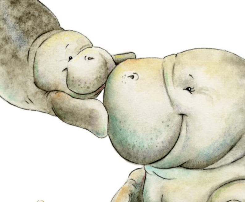 Mom and Baby Manatee Watercolor Manatee Manatee Cute - Etsy