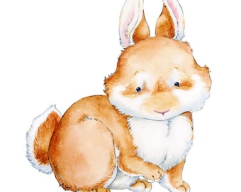 Baby Bunny Art, Baby Bunny Print, Baby Rabbit Art, Bunny Watercolor, Rabbit Art, Bunny Nursery, Watercolor Art, Nursery Decor, Nursery Art