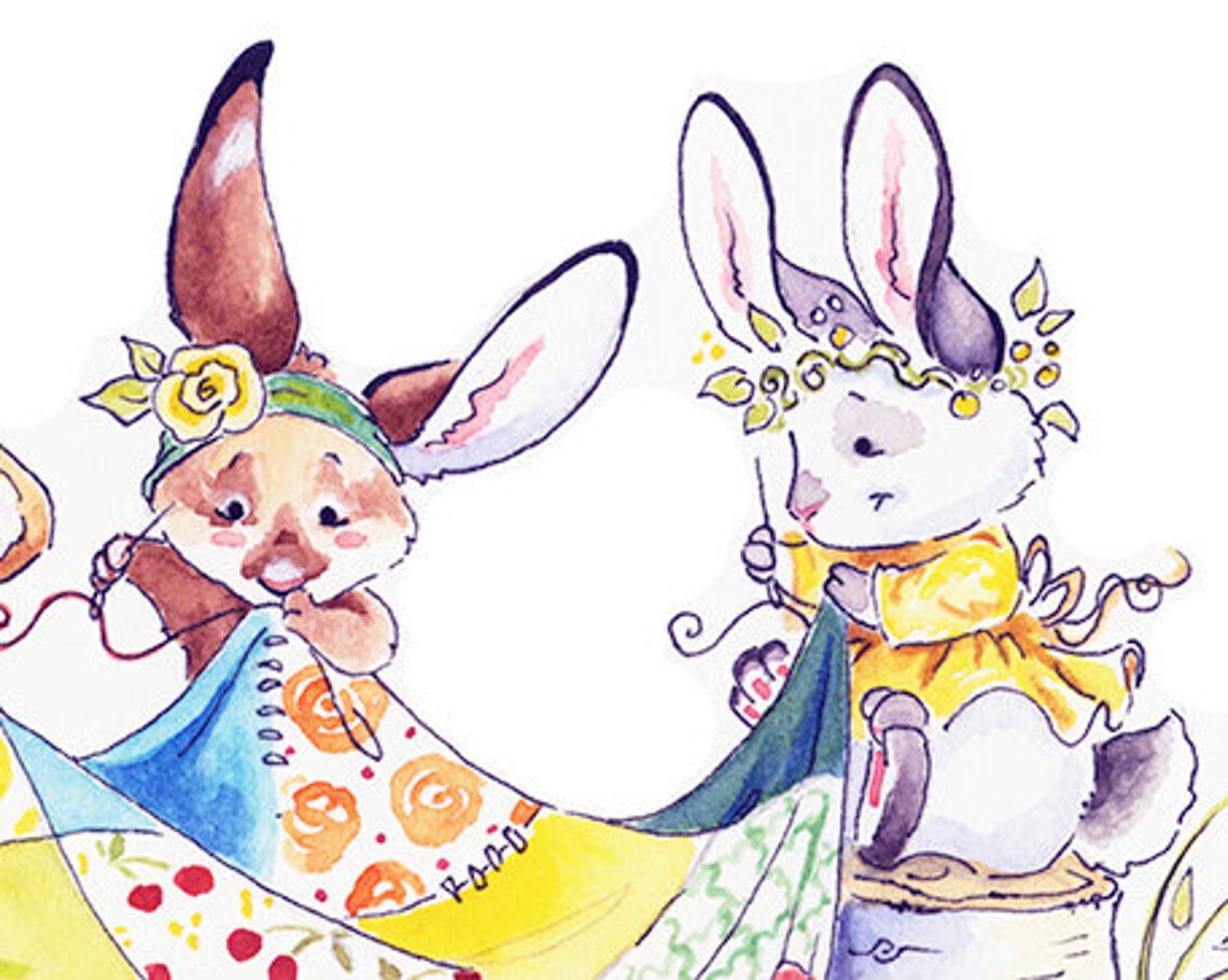Bunny Art Print, Baby Bunny Art Print, Quilt, Quilting Art, Quilt ...
