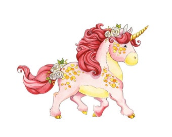 Watercolor Nursery, Unicorn Nursery, Unicorn Art, Baby Unicorn, Unicorn Painting, Nursery Art, Nursery Decor, Horse Nursery, Fantasy Art