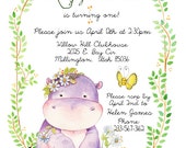 Watercolor baby shower printable invitation.  Birthday Watercolor Animals Baby Shower/Birthday, Custom Printable Invitation