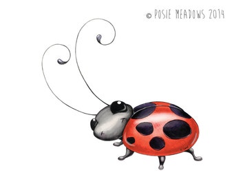 Ladybug Watercolor, Ladybug Art, Ladybug Nursery, Ladybird Art, Watercolor Nursery, Nursery Decor, Ladybug Themed, Bug Nursery Prints