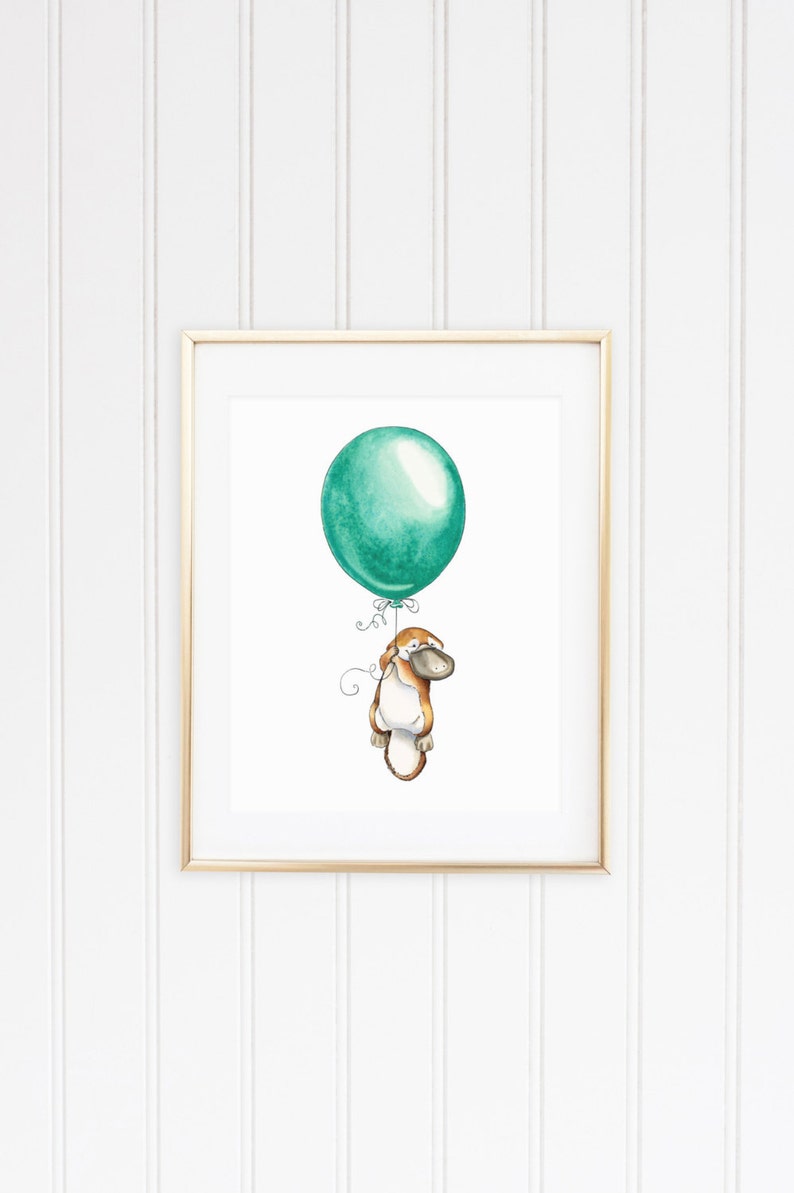 Platypus Art, Platypus Watercolor, Platypus Baby, Australian Animal, Australia Nursery, Australia Art, Platypus Nursery, Balloon, Adventure image 3