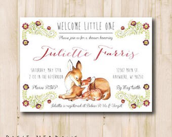 Watercolor baby shower printable invitation. Birthday  Custom Printable Invitation