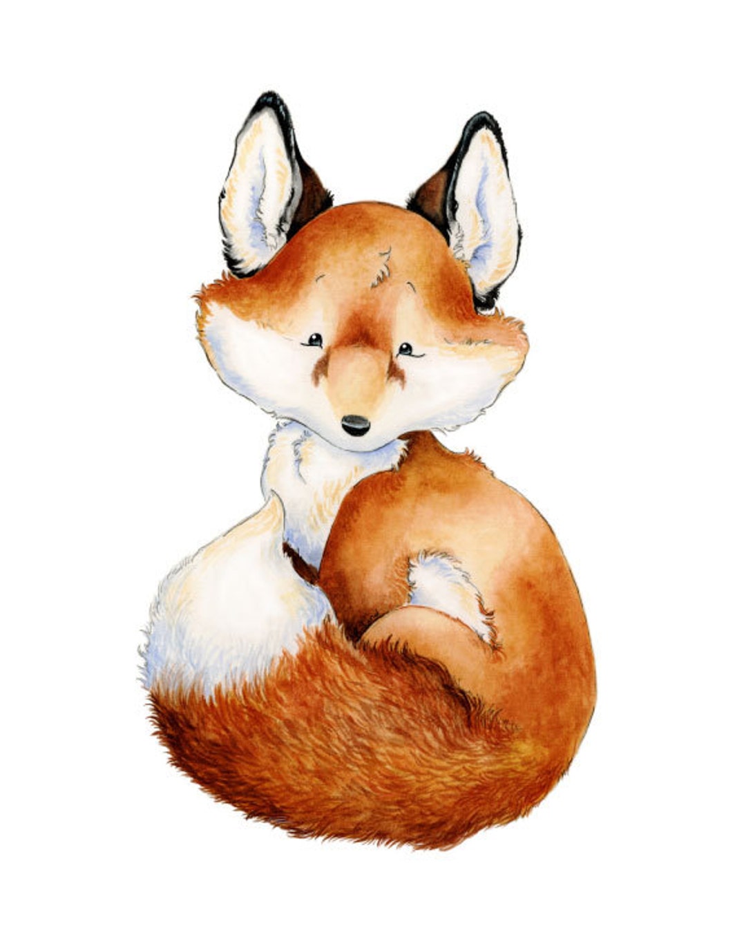 Fox Nursery Art Baby Fox Art Watercolor Nursery Woodland Etsy