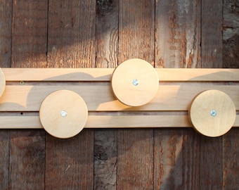 5 Pair/24" Adjustable, Button Ski Rack, With Traditional Wooden Buttons