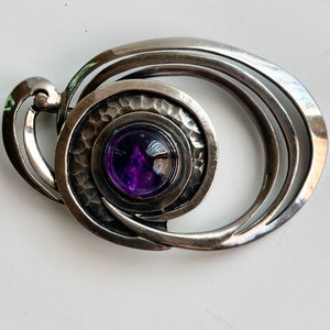 Margo De Taxco Sterling Silver Amethyst Brooch