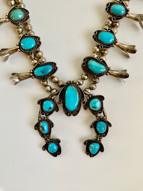 Turquoise Squash Blossom Necklace Native American 