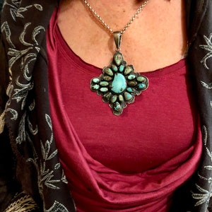 Seafoam Green Royston Turquoise Cross Pendant Handmade by