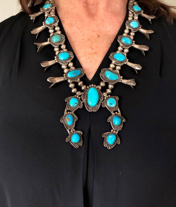 Turquoise Squash Blossom Necklace Native American