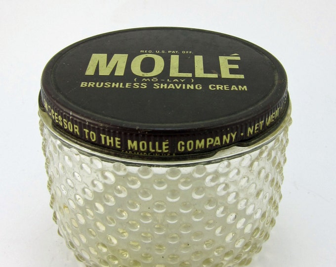 Molle Hob Nob Glass Jar, Old Glass Jar From Molle Brushless Shaving Cream Jar, Sterling Drug Inc