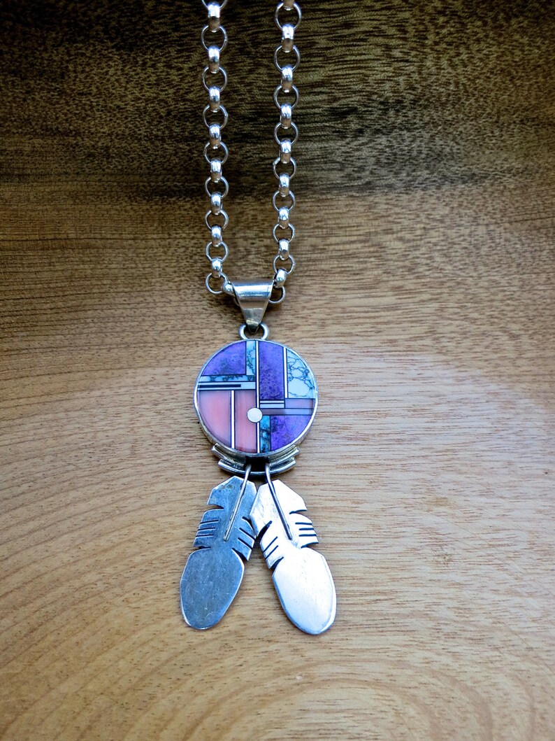 Duran Gasper Sterling Silver Mosaic Inlay Pendant New