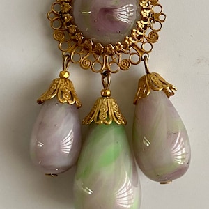 Miriam Haskell Jade Glass Beads Pendant Necklace
