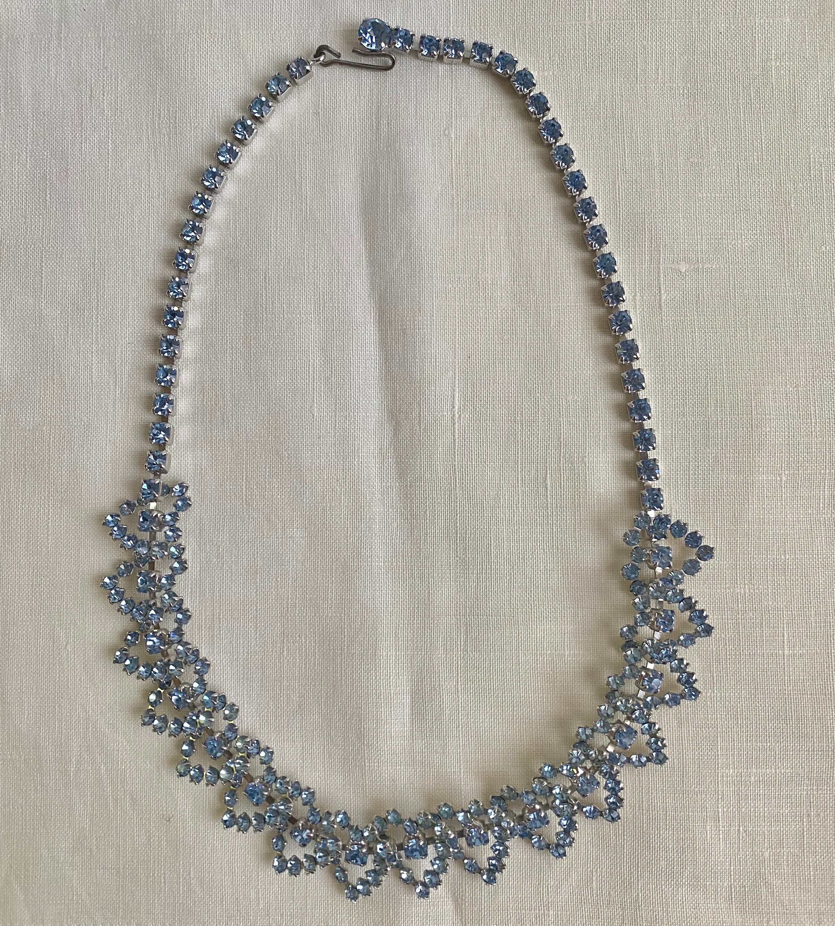 ブルーハーツ　ネックレス Blue Hearts Rhinestone Necklace - Etsy