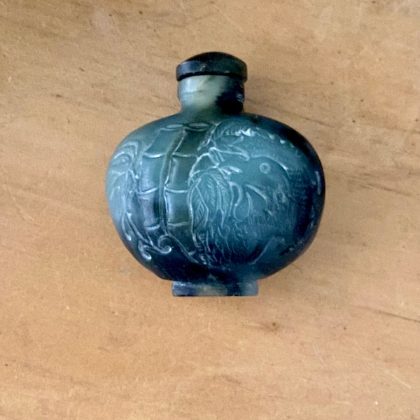 Chinese Caved Stone Snuff Bottle