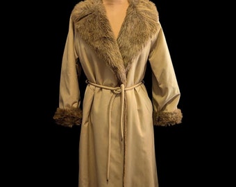 Vintage Bonnie Cashin Faux Fur Lined Canvas Coat: All-Weather, Size Large